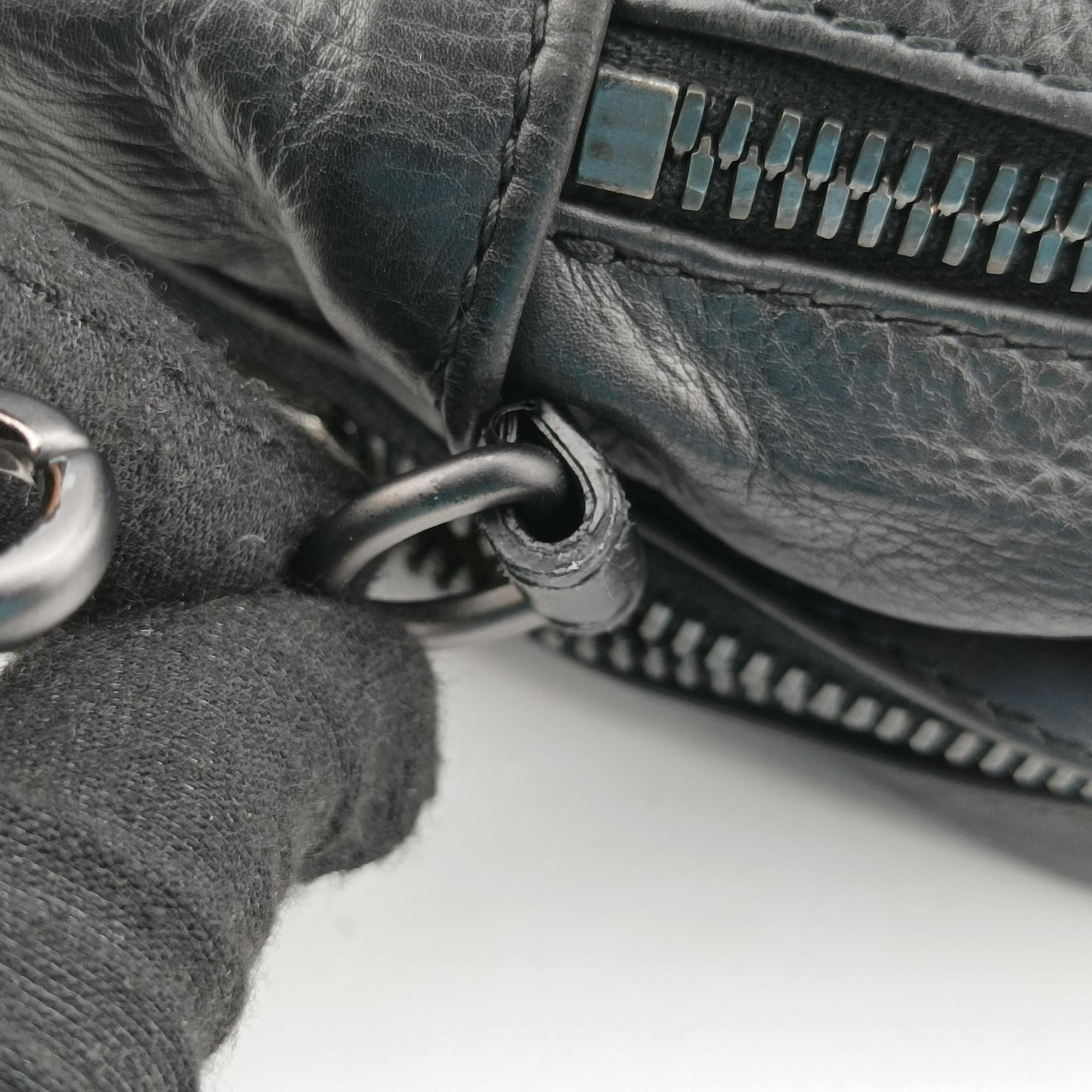Pre-owned Bottega Veneta Intrecciato Black lambskin  shoulderbag | stylenewstar