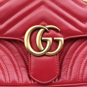Pre-owned Gucci GG Marmont Red Leather 446744 shoulderbag | stylenewstar