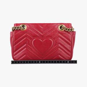 Pre-owned Gucci GG Marmont Red Leather 446744 shoulderbag | stylenewstar