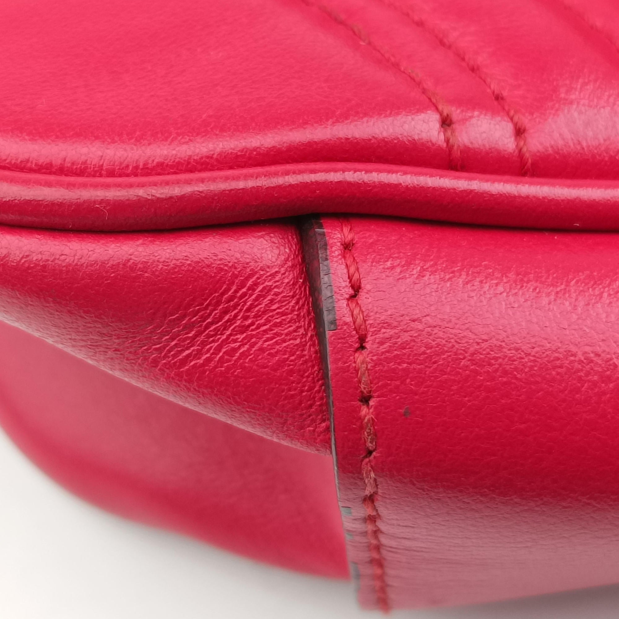 Pre-owned Gucci GG Marmont Red Leather 446744 shoulderbag | stylenewstar