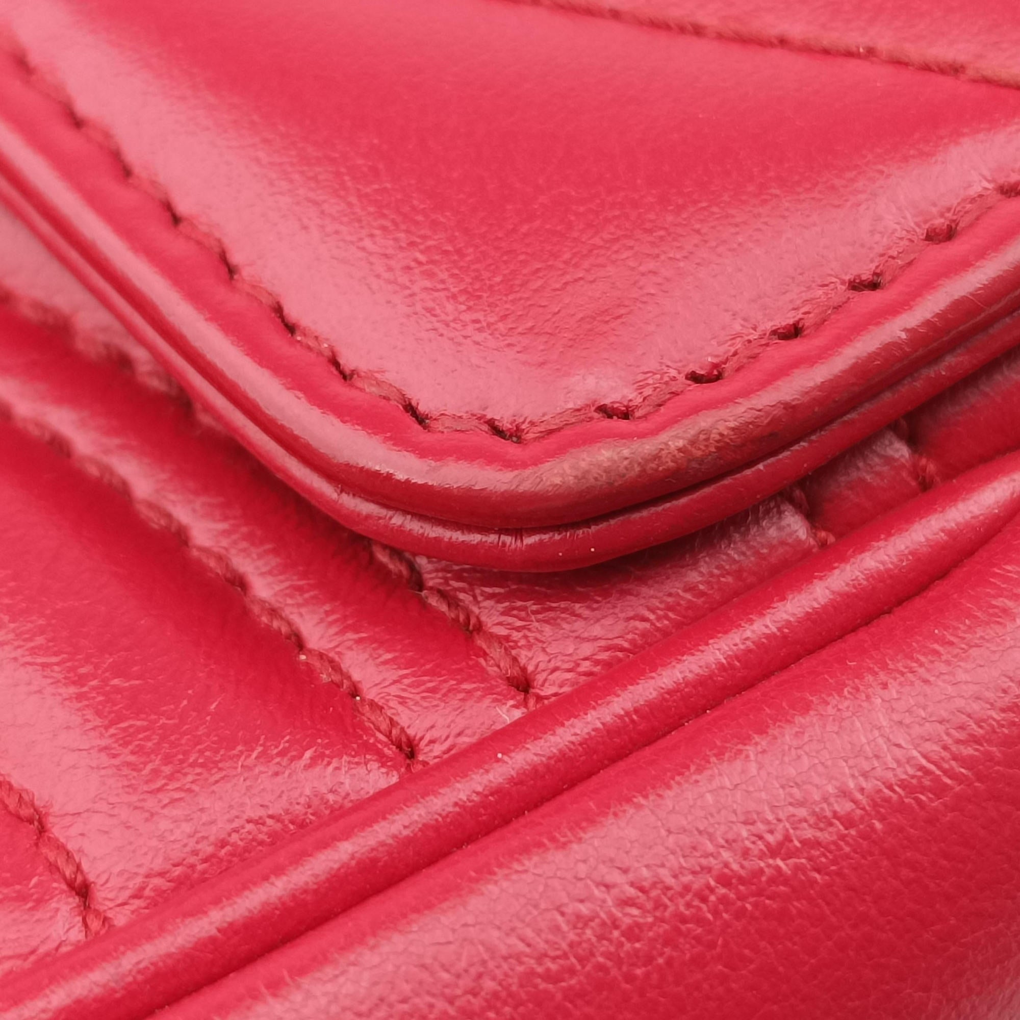Pre-owned Gucci GG Marmont Red Leather 446744 shoulderbag | stylenewstar