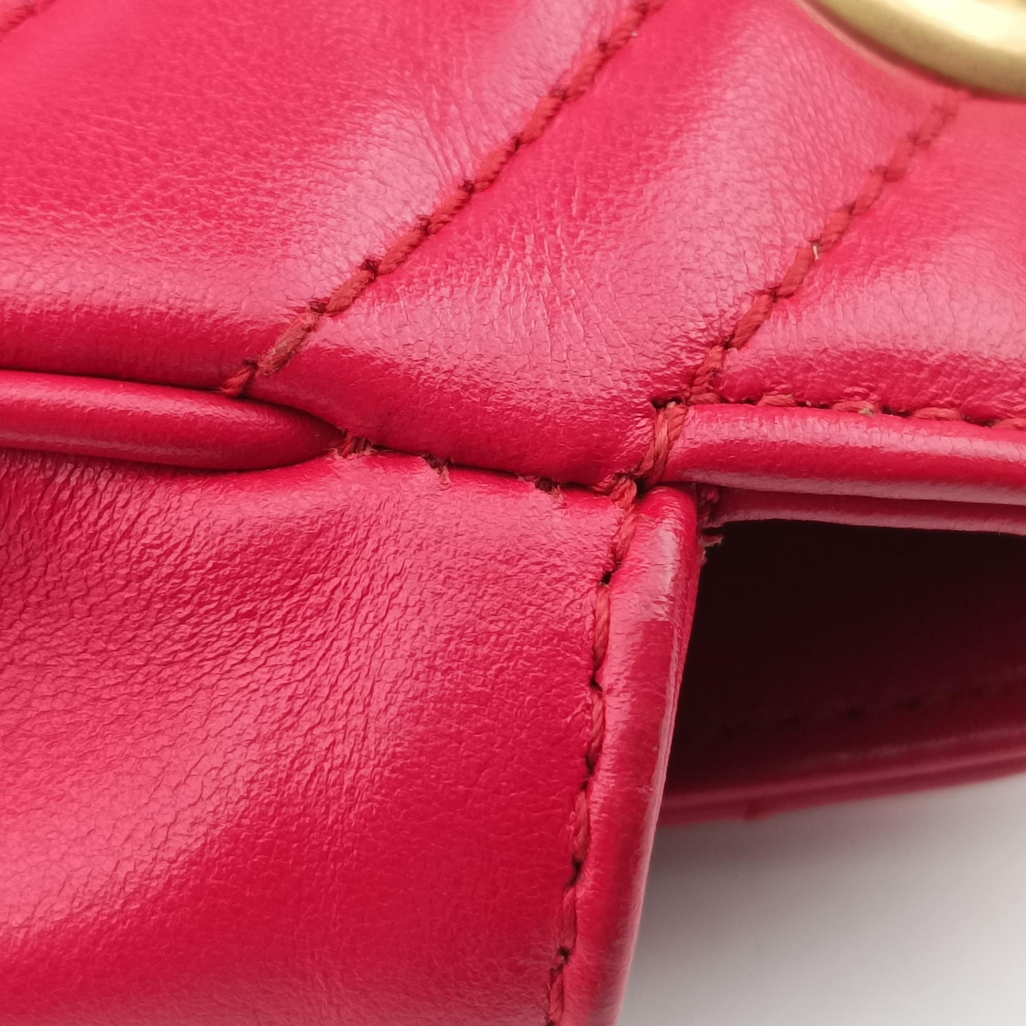 Pre-owned Gucci GG Marmont Red Leather 446744 shoulderbag | stylenewstar