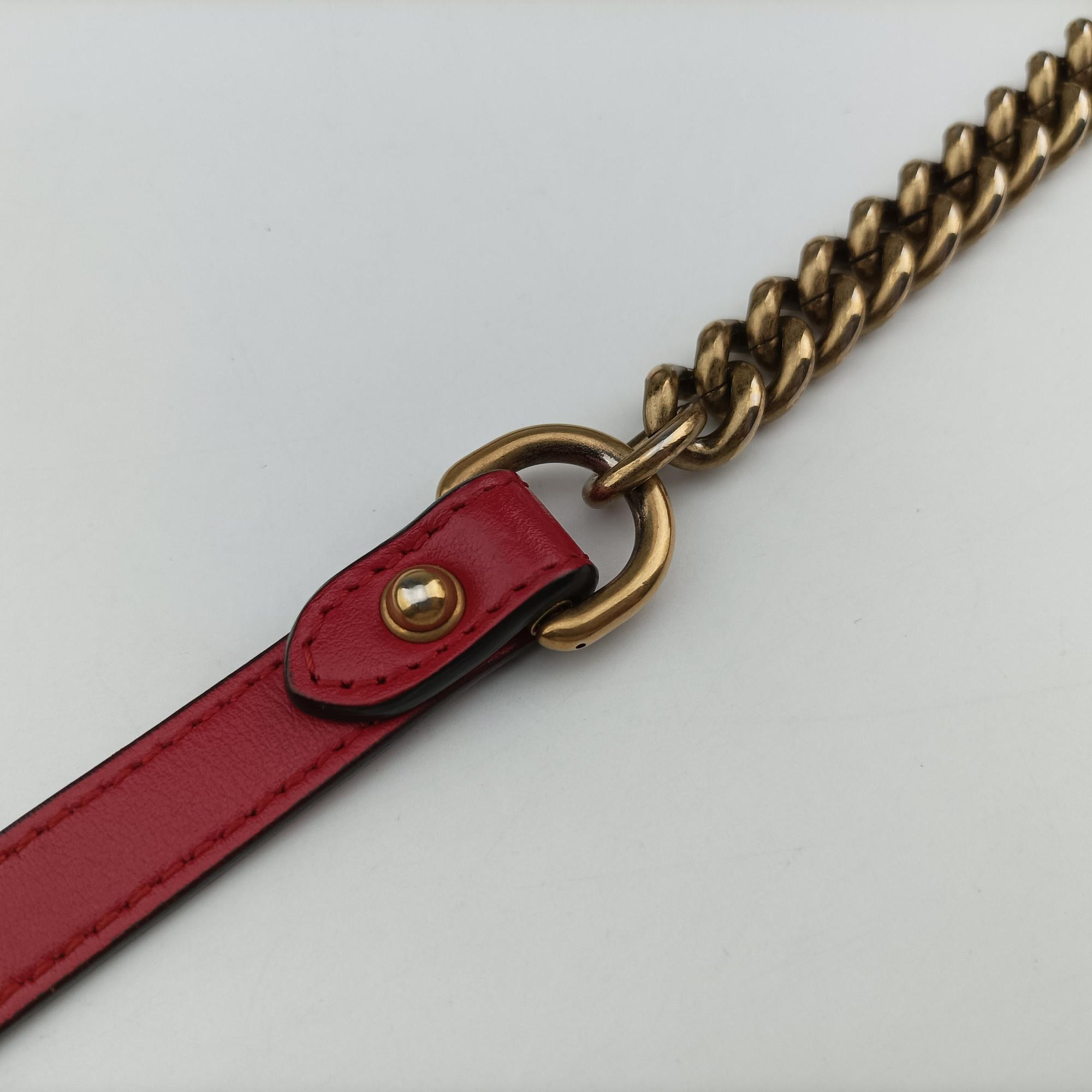 Pre-owned Gucci GG Marmont Red Leather 446744 shoulderbag | stylenewstar