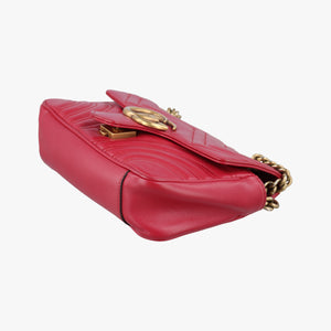 Pre-owned Gucci GG Marmont Red Leather 446744 shoulderbag | stylenewstar