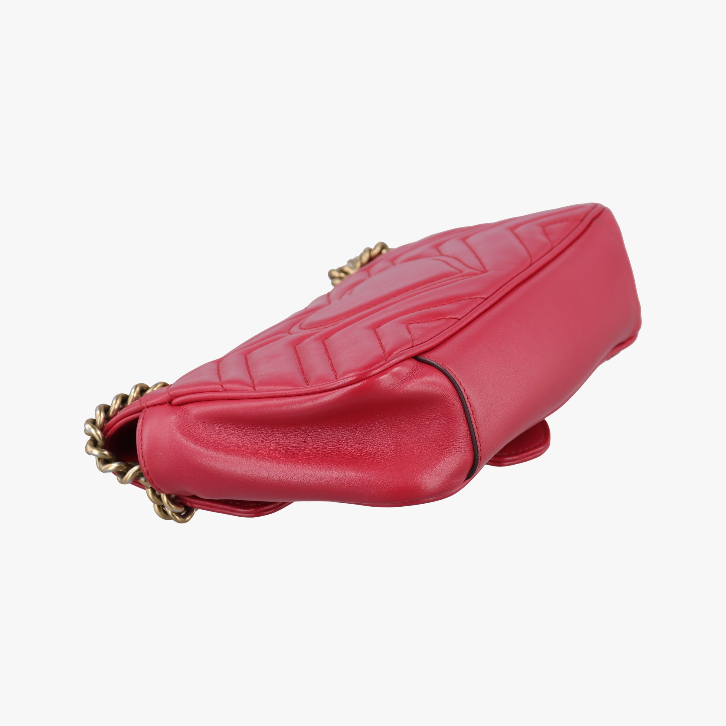 Pre-owned Gucci GG Marmont Red Leather 446744 shoulderbag | stylenewstar