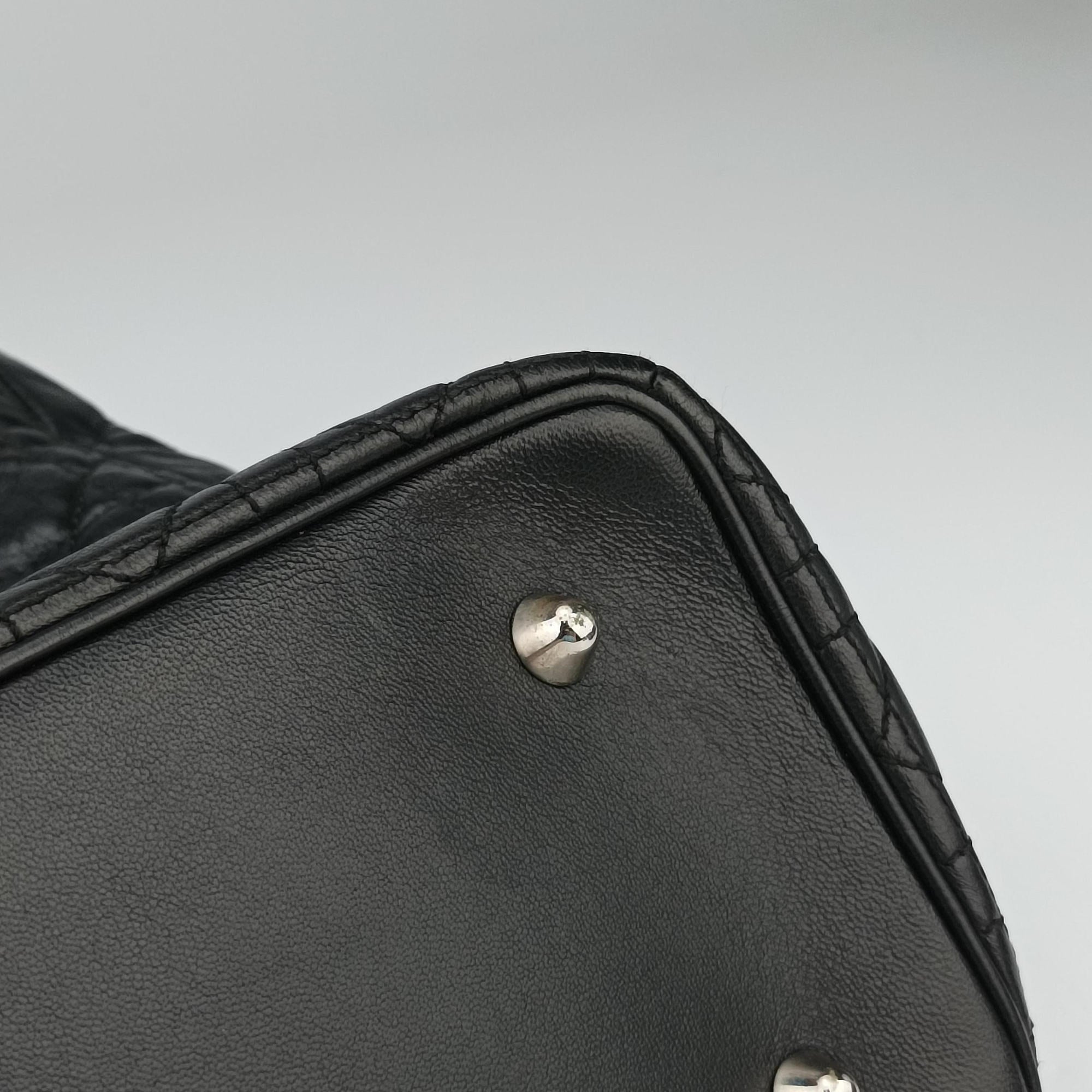 Pre-owned Christian Dior Lady Dior Black lambskin  shoulderbag | stylenewstar