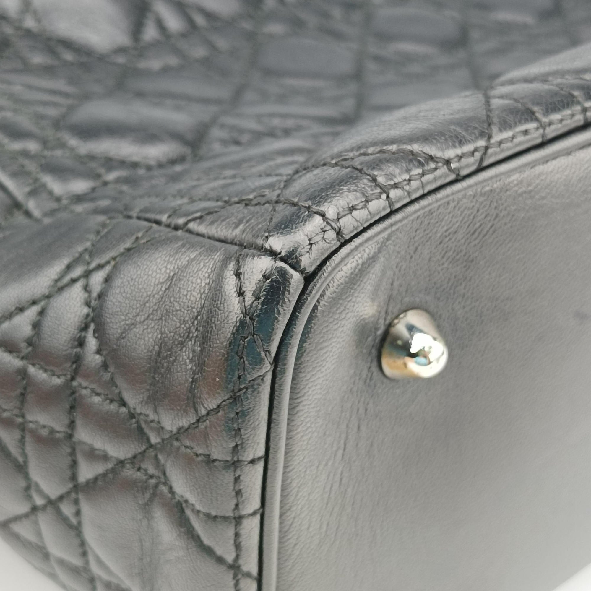Pre-owned Christian Dior Lady Dior Black lambskin  shoulderbag | stylenewstar