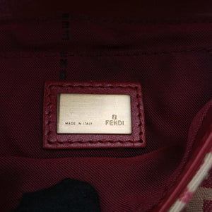 Pre-owned Fendi Zucchino Borsa Red canvas×leather 8BR429 shoulderbag | stylenewstar