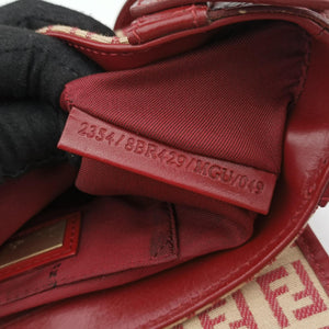 Pre-owned Fendi Zucchino Borsa Red canvas×leather 8BR429 shoulderbag | stylenewstar