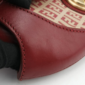 Pre-owned Fendi Zucchino Borsa Red canvas×leather 8BR429 shoulderbag | stylenewstar