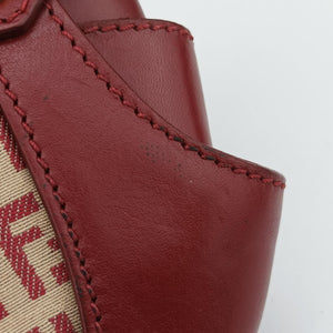 Pre-owned Fendi Zucchino Borsa Red canvas×leather 8BR429 shoulderbag | stylenewstar