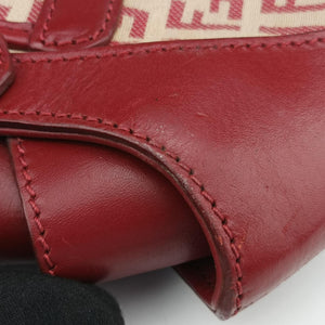 Pre-owned Fendi Zucchino Borsa Red canvas×leather 8BR429 shoulderbag | stylenewstar