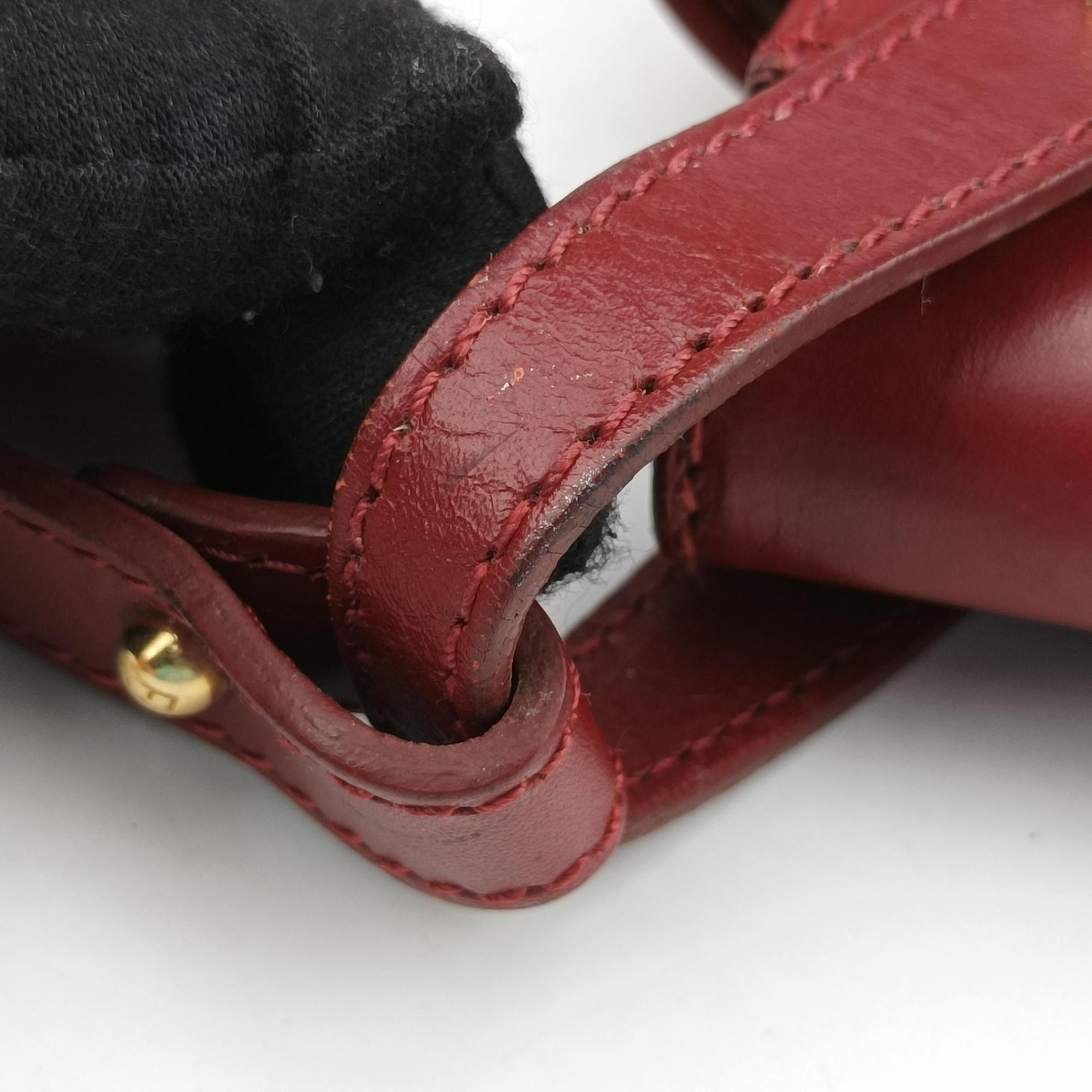Pre-owned Fendi Zucchino Borsa Red canvas×leather 8BR429 shoulderbag | stylenewstar
