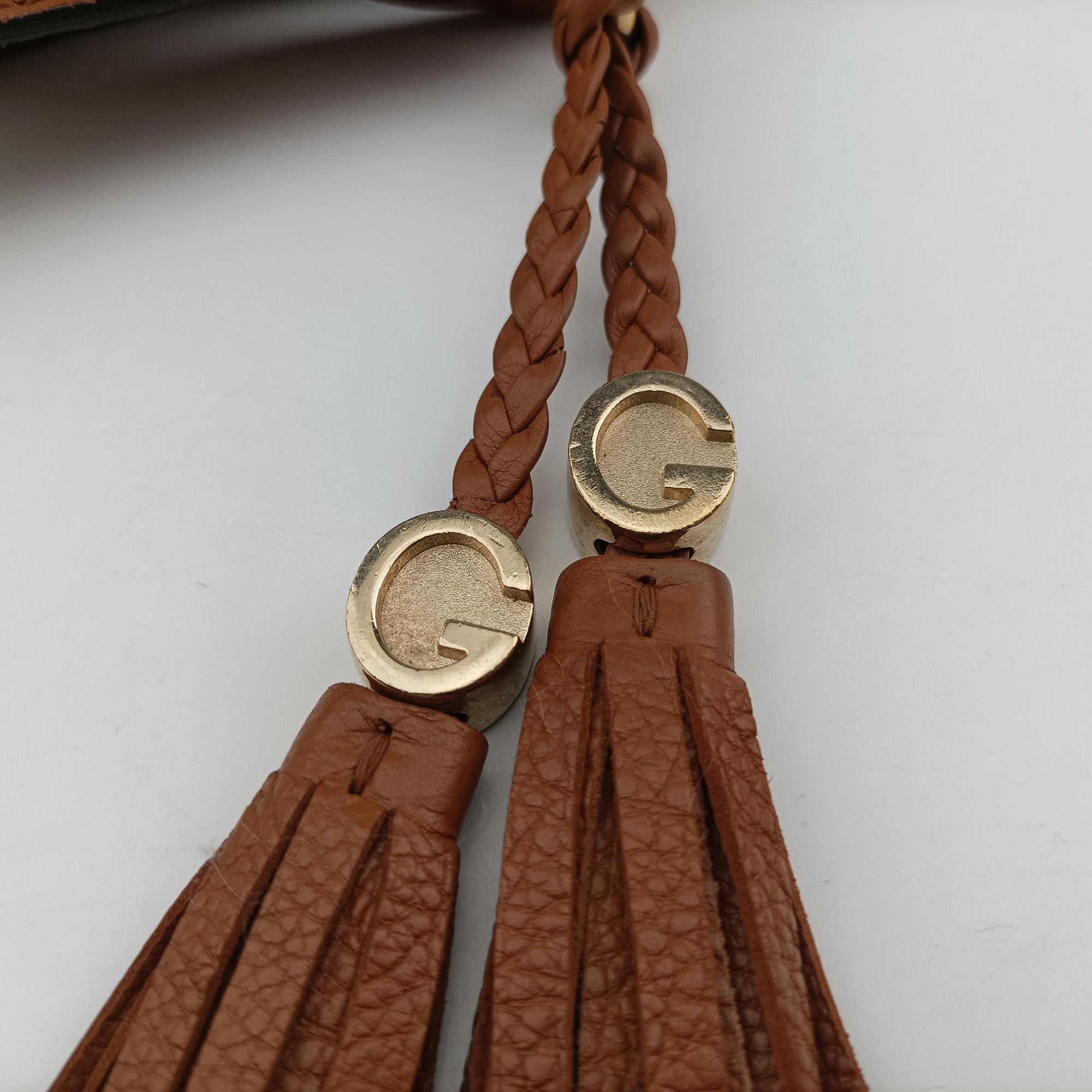 Pre-owned Gucci Marrakech Messenger Brown leather 257024 shoulderbag | stylenewstar