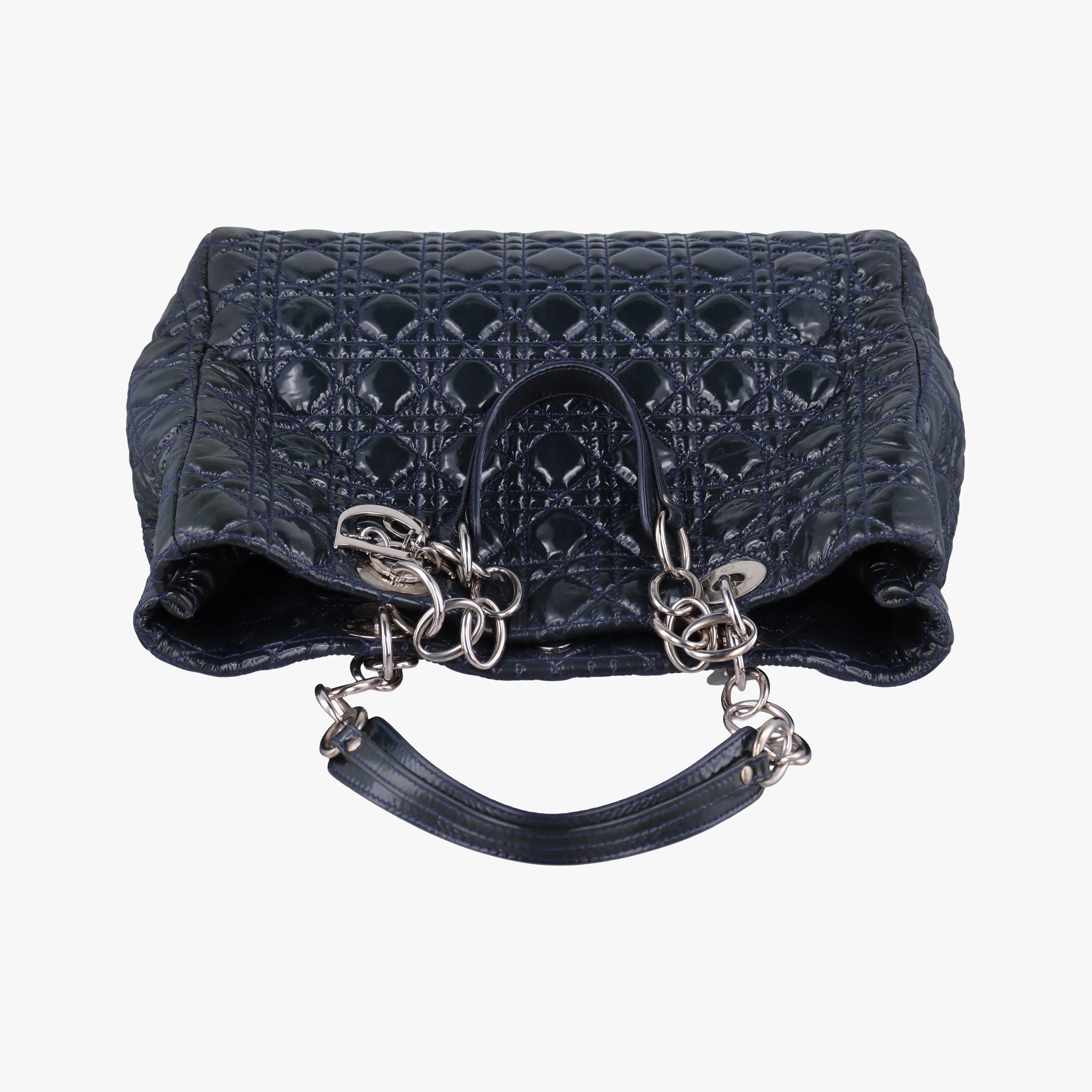 Pre-owned Christian Dior Cannage Dior Soft Shopping Green Patent Leather  shoulderbag | stylenewstar