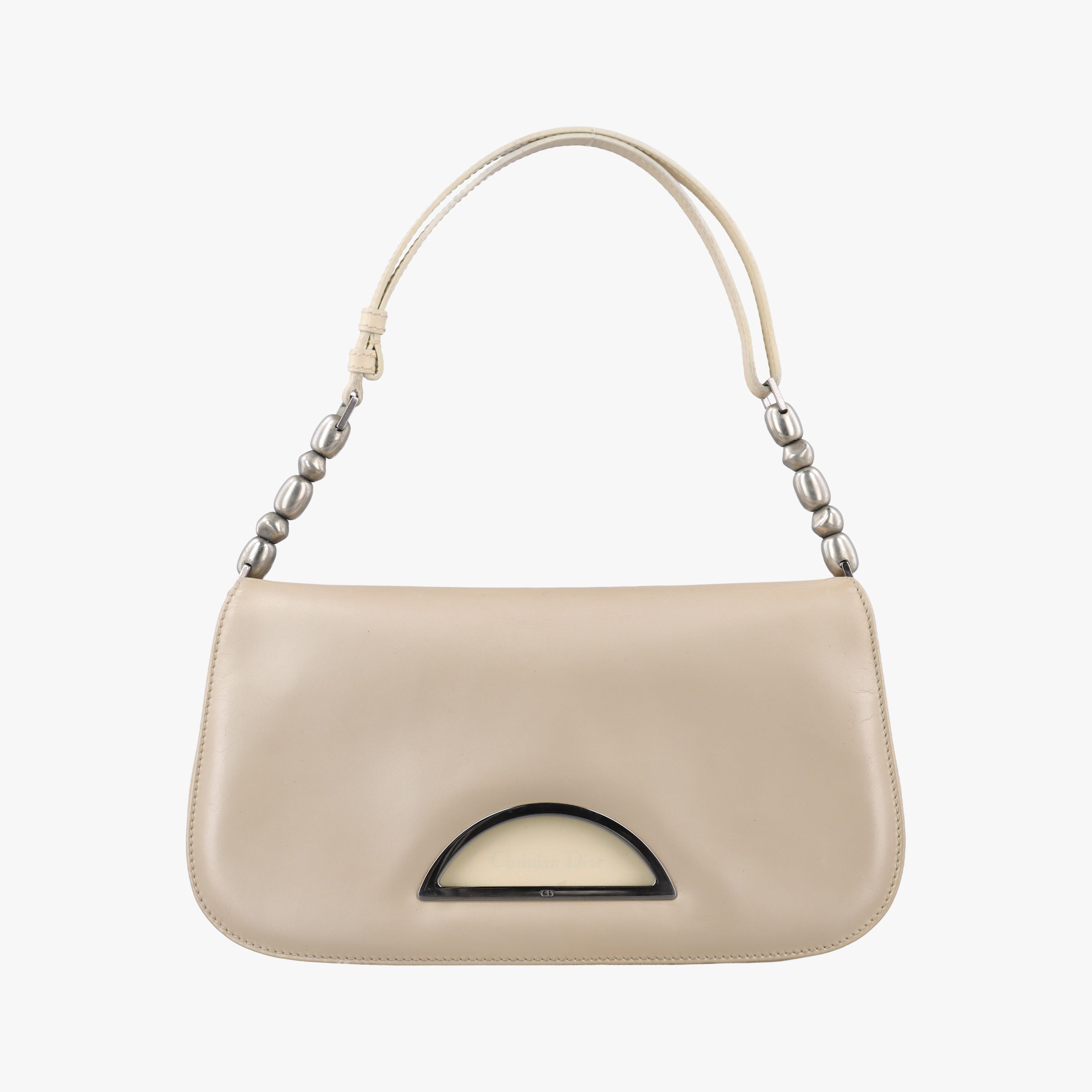 Pre-owned Christian Dior Maris Pearl White leather  shoulderbag | stylenewstar