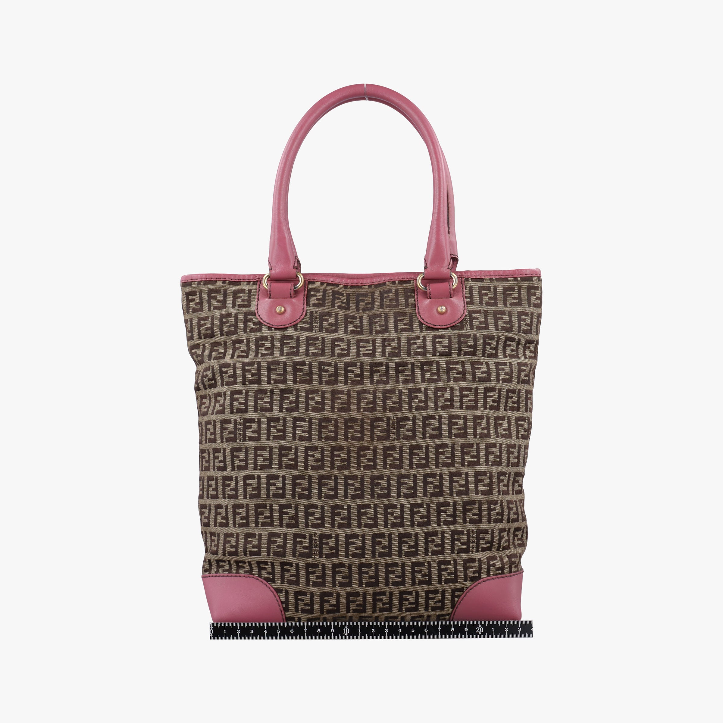 Pre-owned Fendi Zucchino Brown×Pink Canvas×Leather 8BH139 handbag | stylenewstar