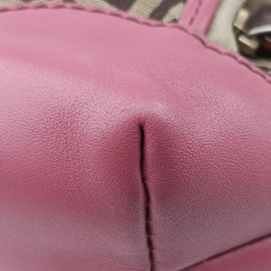 Pre-owned Fendi Zucchino Brown×Pink Canvas×Leather 8BH139 handbag | stylenewstar