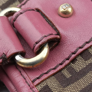 Pre-owned Fendi Zucchino Brown×Pink Canvas×Leather 8BH139 handbag | stylenewstar