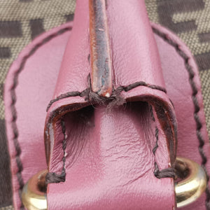 Pre-owned Fendi Zucchino Brown×Pink Canvas×Leather 8BH139 handbag | stylenewstar