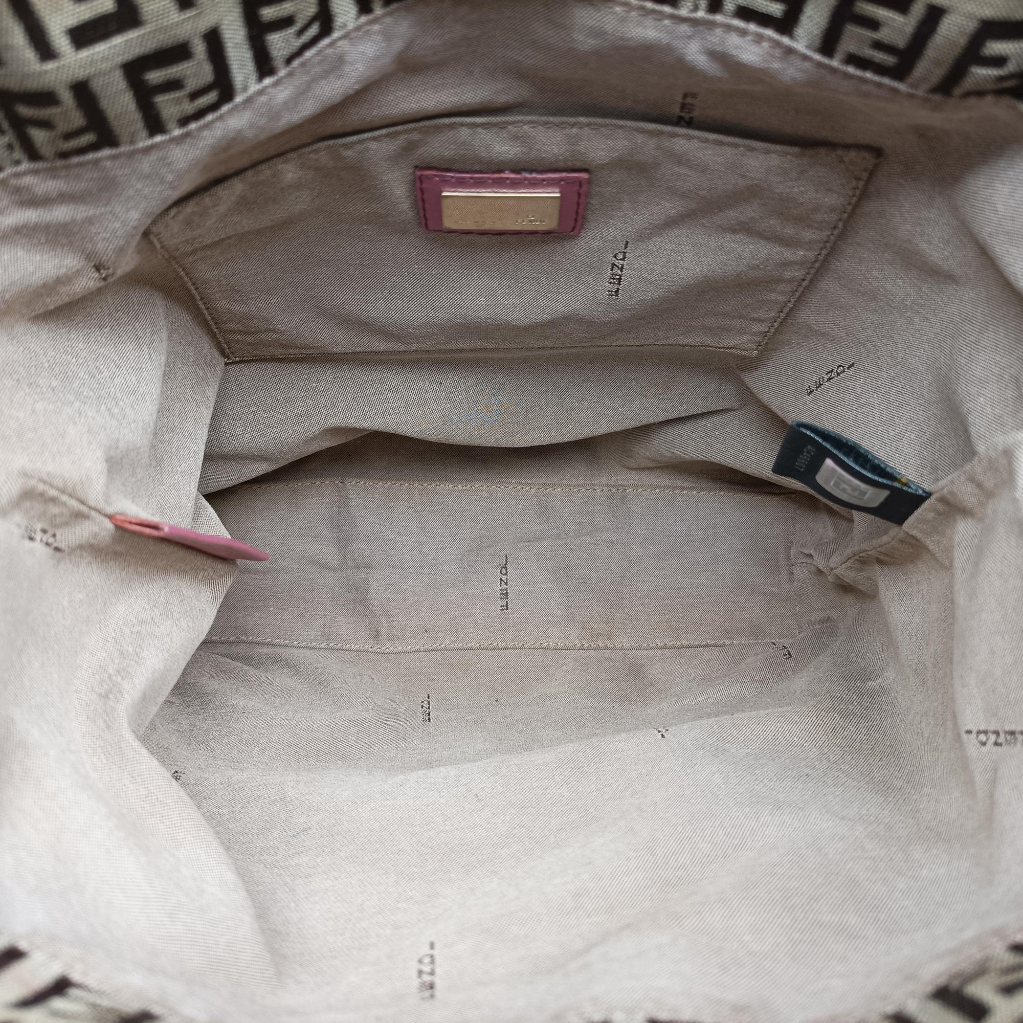 Pre-owned Fendi Zucchino Brown×Pink Canvas×Leather 8BH139 handbag | stylenewstar
