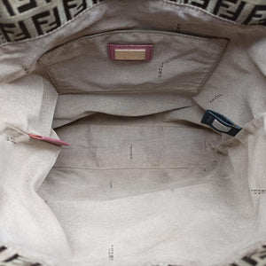 Pre-owned Fendi Zucchino Brown×Pink Canvas×Leather 8BH139 handbag | stylenewstar