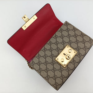 Pre-owned Gucci Padlock Beige×red×pink PVC coated canvas×Leather 409487 shoulderbag | stylenewstar