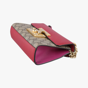 Pre-owned Gucci Padlock Beige×red×pink PVC coated canvas×Leather 409487 shoulderbag | stylenewstar