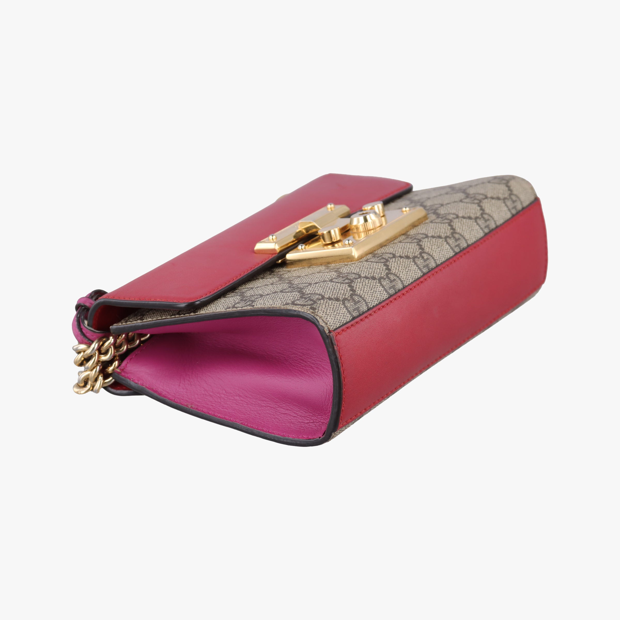 Pre-owned Gucci Padlock Beige×red×pink PVC coated canvas×Leather 409487 shoulderbag | stylenewstar