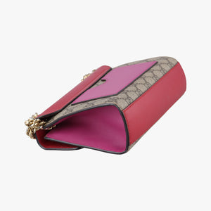 Pre-owned Gucci Padlock Beige×red×pink PVC coated canvas×Leather 409487 shoulderbag | stylenewstar