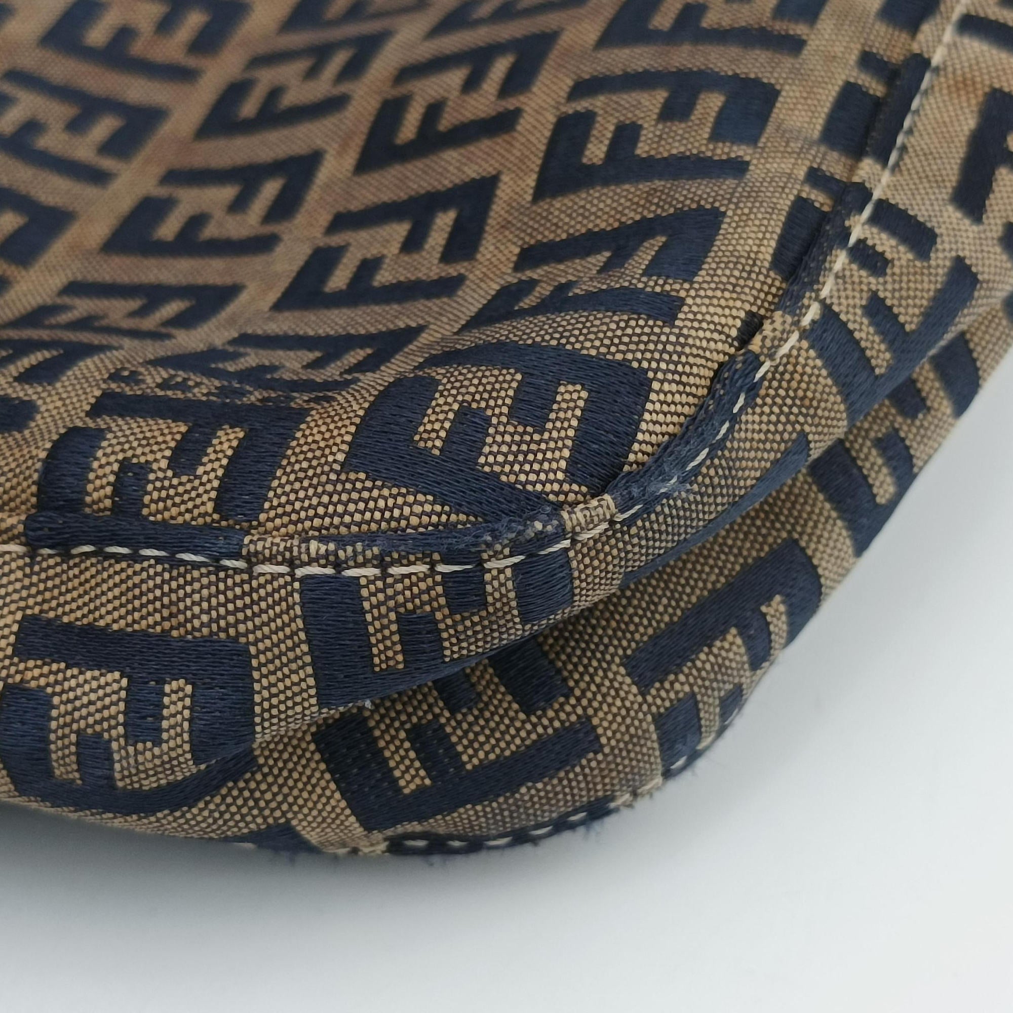 Vintage Fendi Zucchino Navy×Brown canvas×leather 8BR616 shoulderbag | stylenewstar