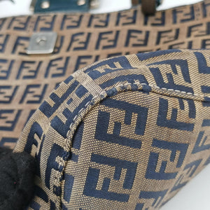 Vintage Fendi Zucchino Navy×Brown canvas×leather 8BR616 shoulderbag | stylenewstar
