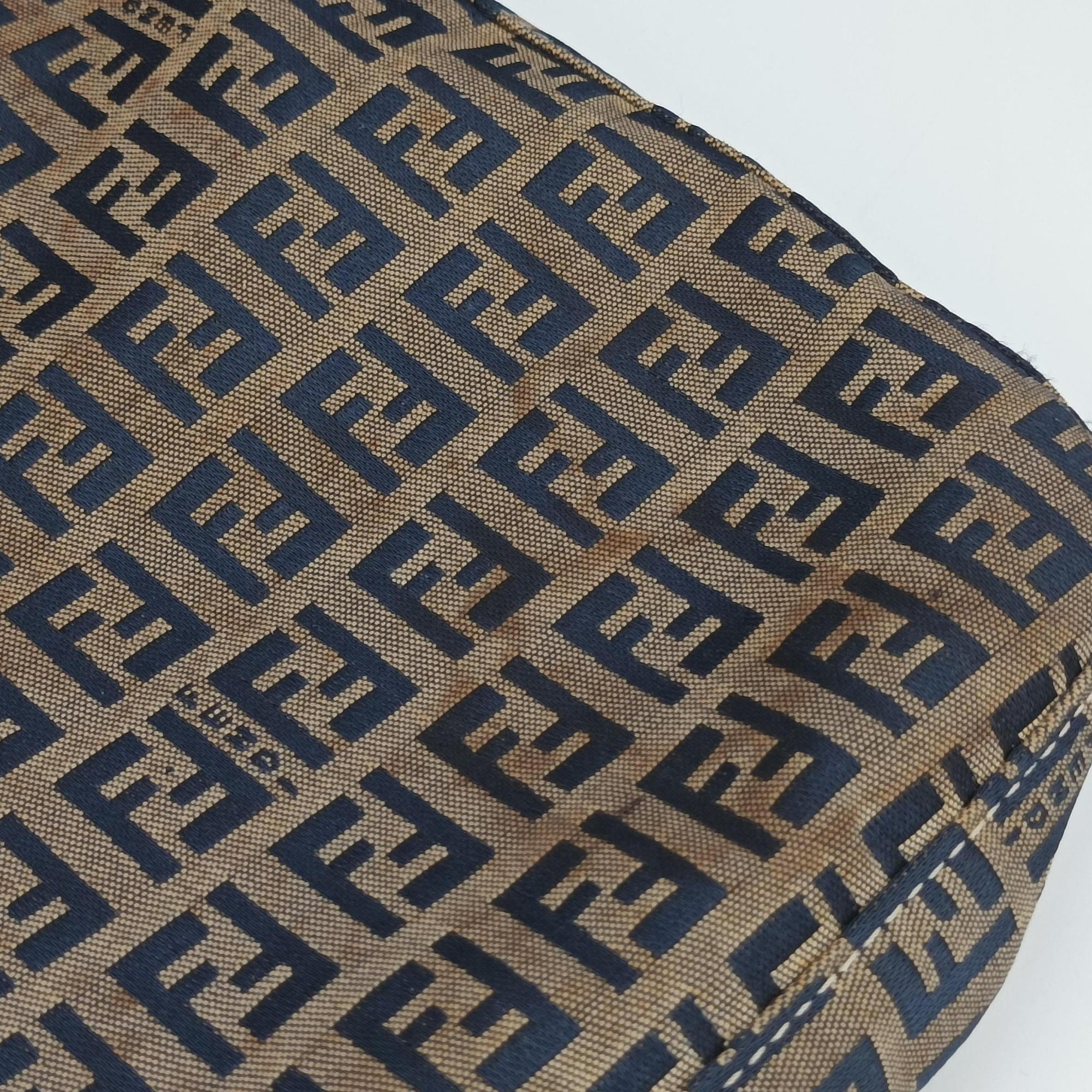 Vintage Fendi Zucchino Navy×Brown canvas×leather 8BR616 shoulderbag | stylenewstar