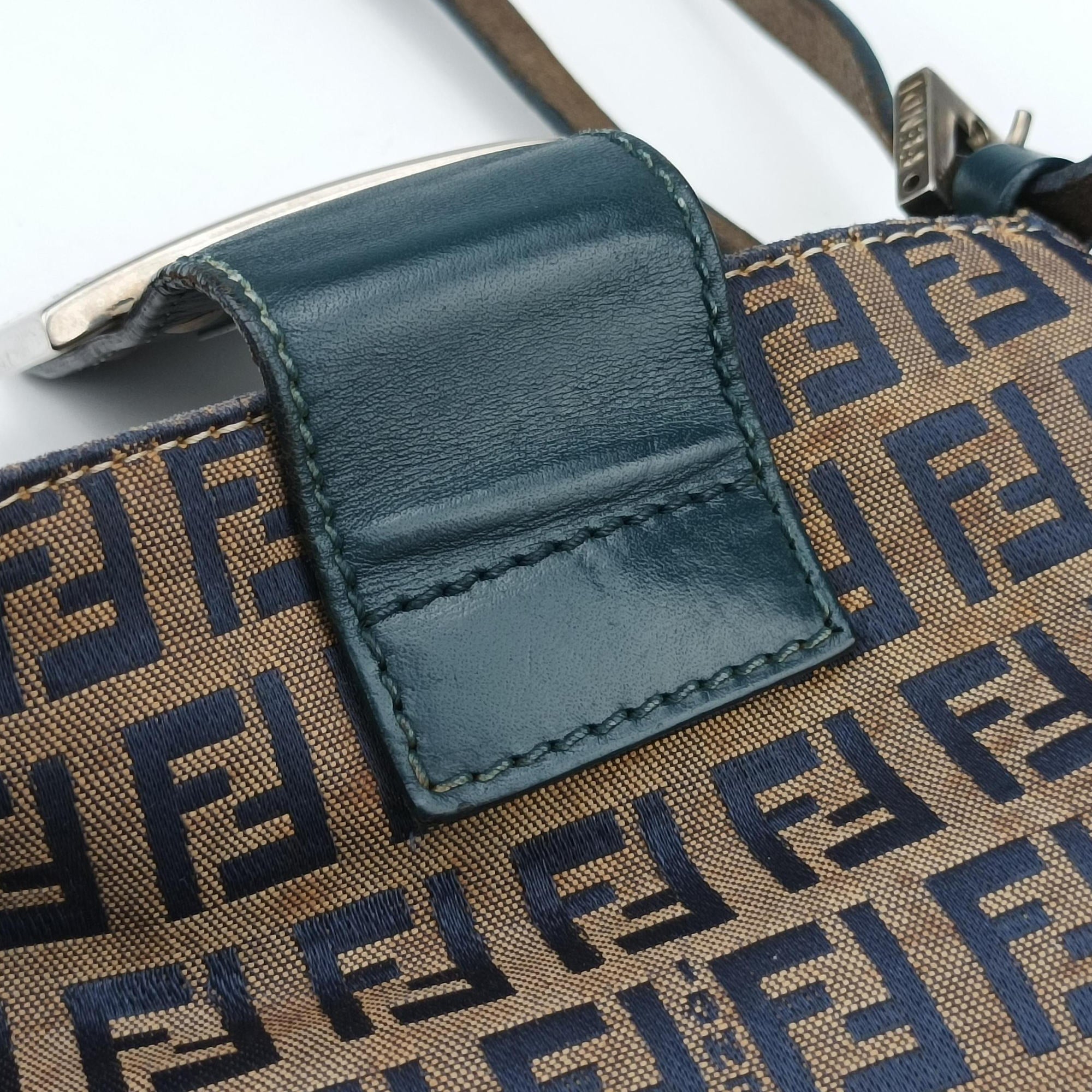 Vintage Fendi Zucchino Navy×Brown canvas×leather 8BR616 shoulderbag | stylenewstar