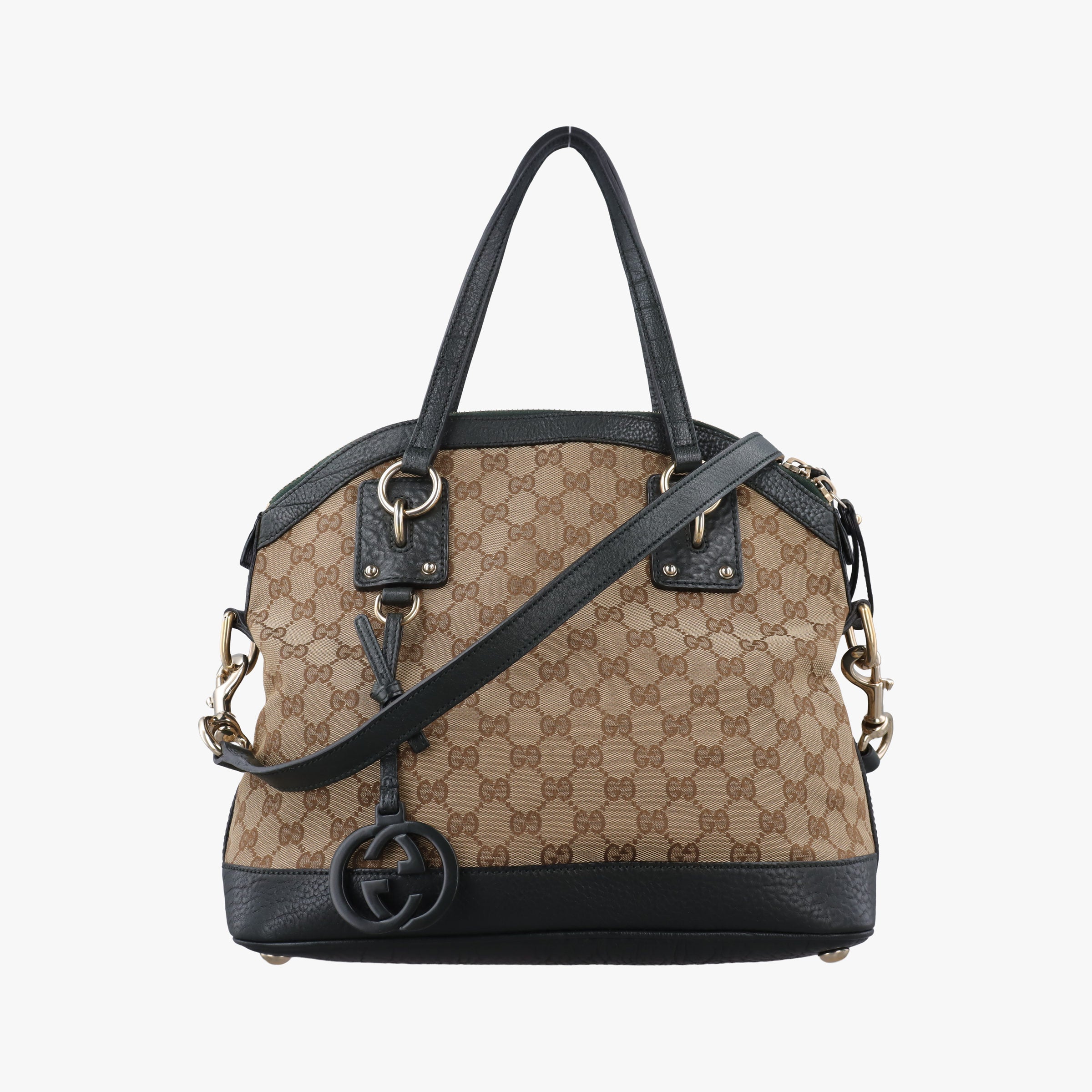 Pre-owned Gucci Guccissima Brown × Black Canvas×Leather 247279 shoulderbag | stylenewstar