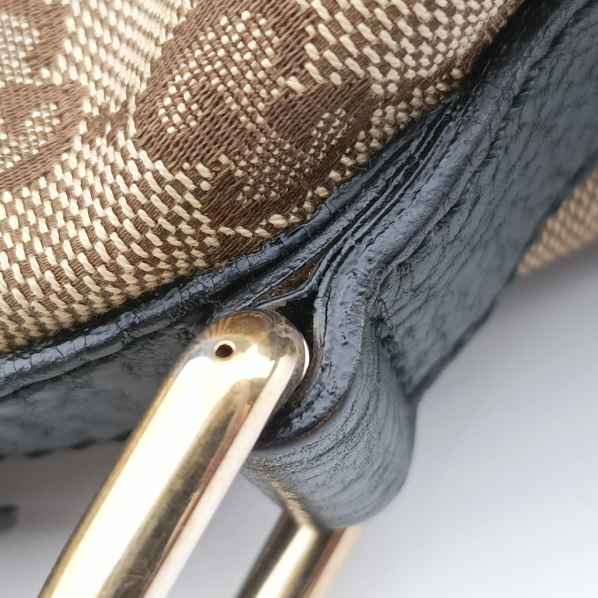 Pre-owned Gucci Guccissima Brown × Black Canvas×Leather 247279 shoulderbag | stylenewstar