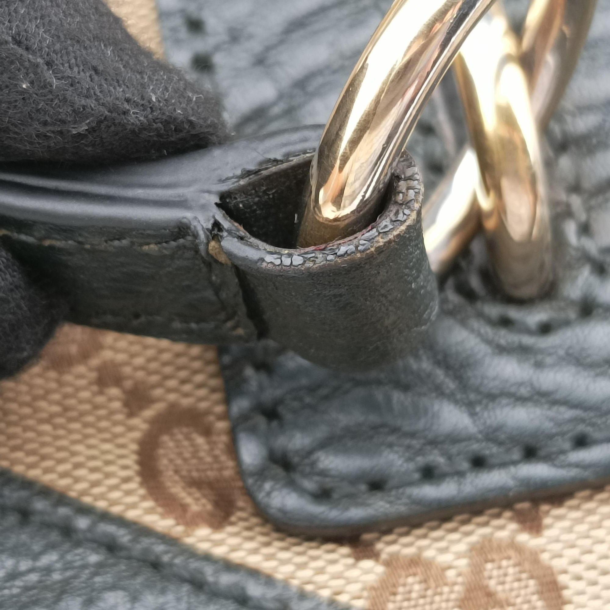 Pre-owned Gucci Guccissima Brown × Black Canvas×Leather 247279 shoulderbag | stylenewstar
