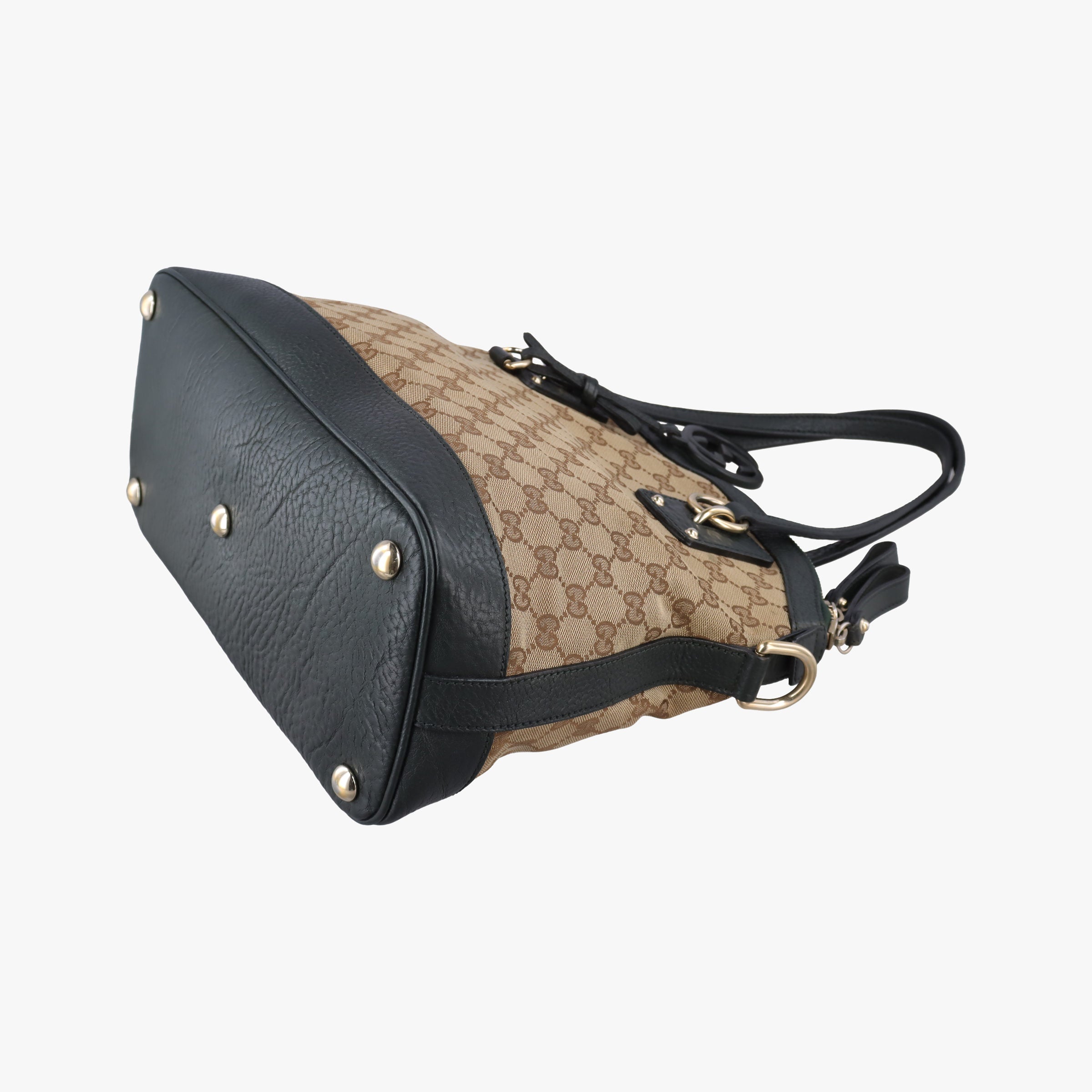 Pre-owned Gucci Guccissima Brown × Black Canvas×Leather 247279 shoulderbag | stylenewstar