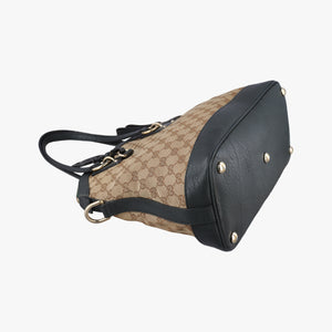 Pre-owned Gucci Guccissima Brown × Black Canvas×Leather 247279 shoulderbag | stylenewstar