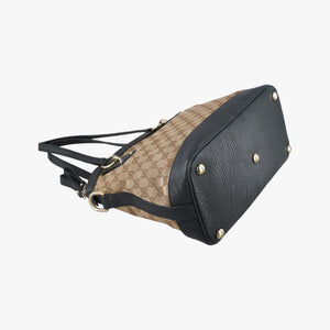 Pre-owned Gucci Guccissima Brown × Black Canvas×Leather 247279 shoulderbag | stylenewstar
