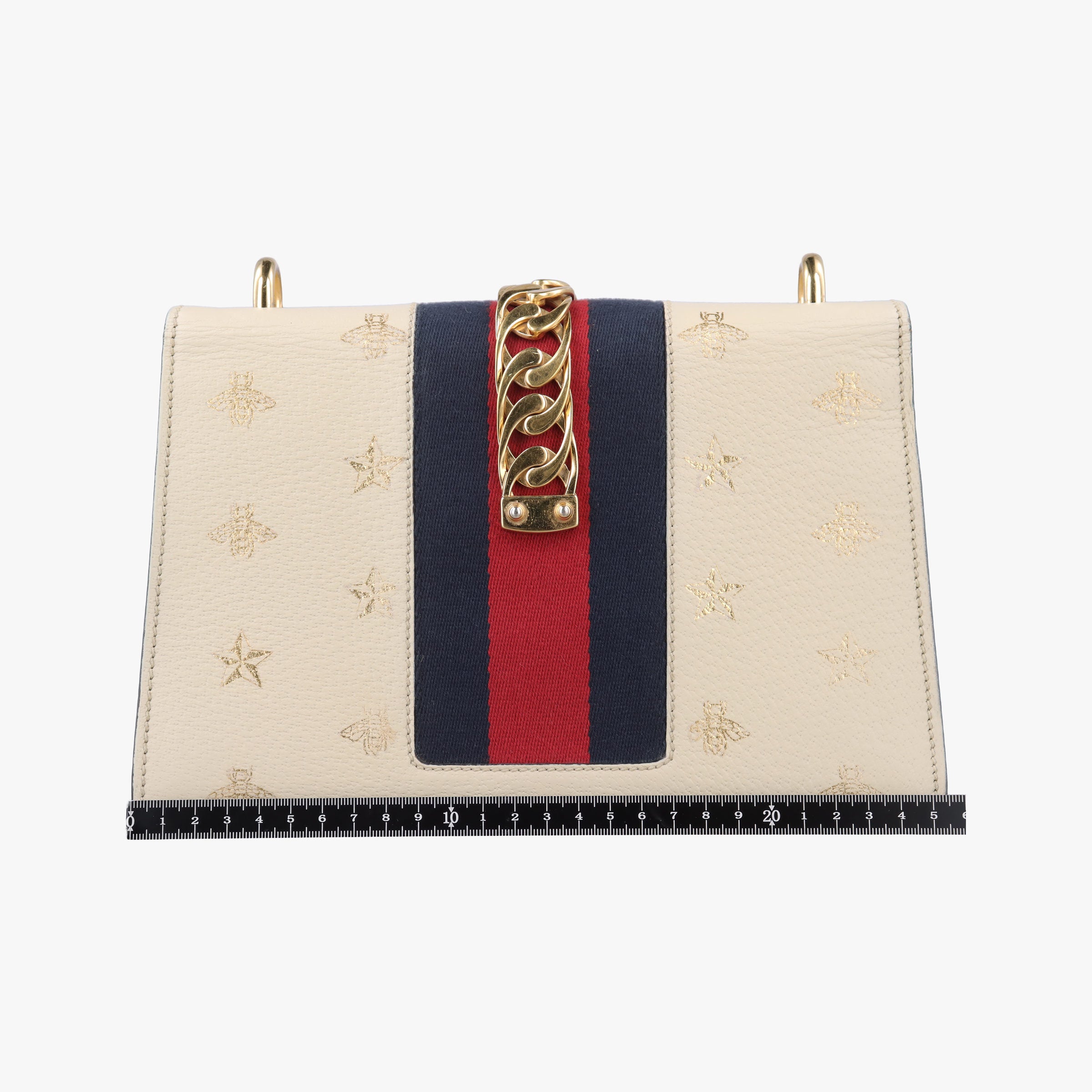 Pre-owned Gucci Sylvie Ivory×Navy×Red Leather 524405 shoulderbag | stylenewstar