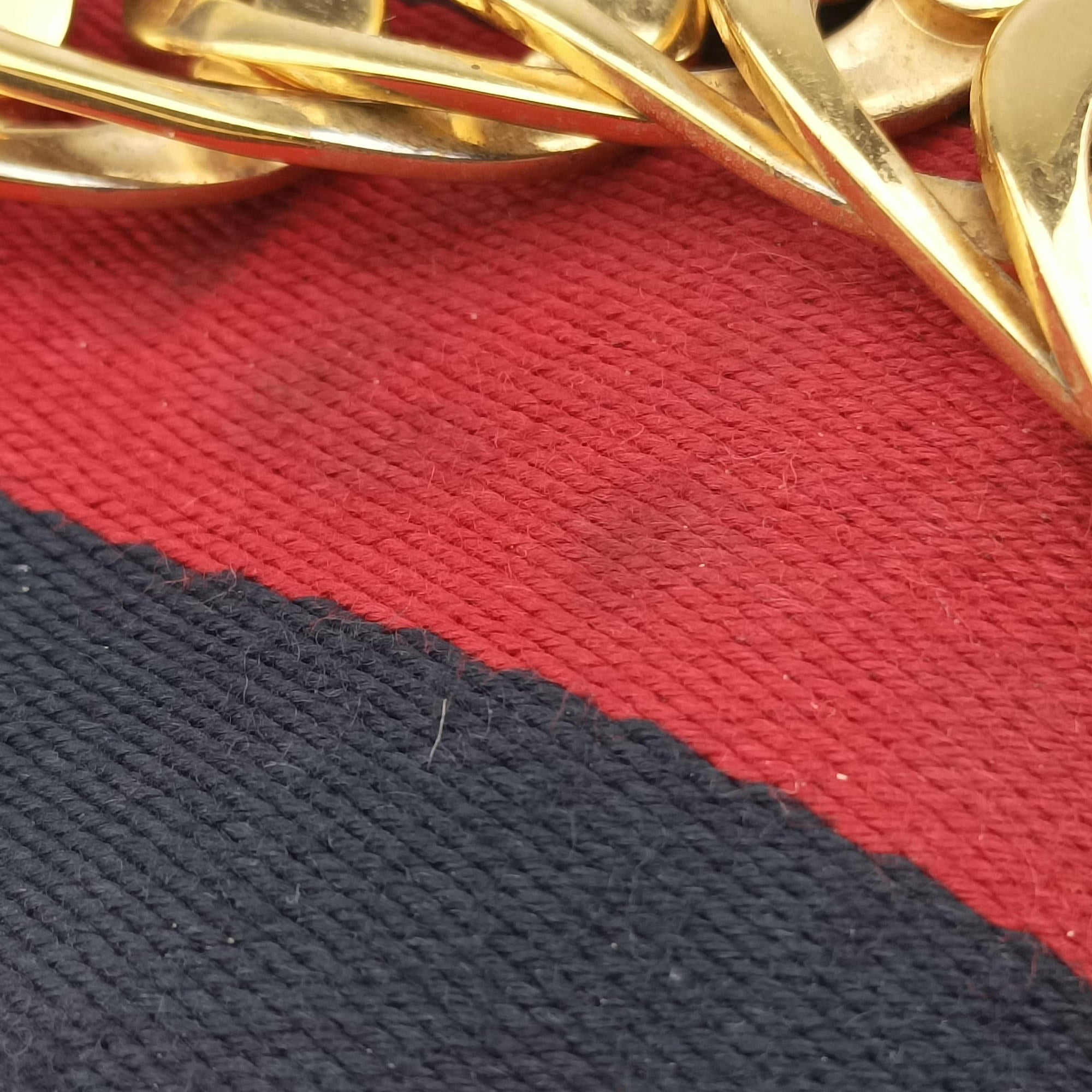 Pre-owned Gucci Sylvie Ivory×Navy×Red Leather 524405 shoulderbag | stylenewstar