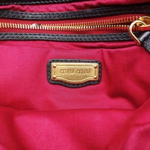 Pre-owned Miu Miu Madras Black Leather  shoulderbag | stylenewstar