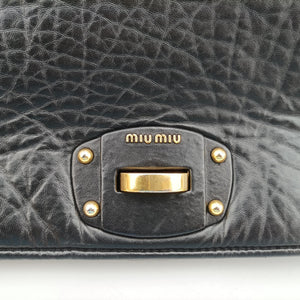 Pre-owned Miu Miu Madras Black Leather  shoulderbag | stylenewstar