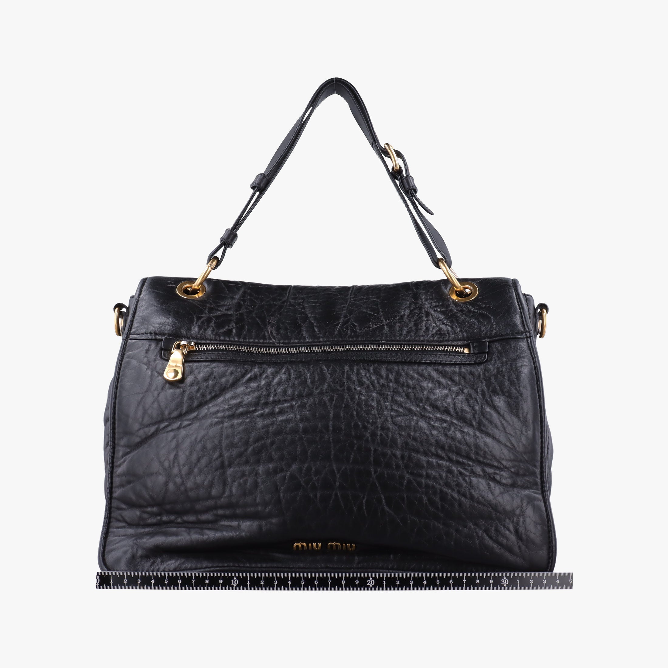 Pre-owned Miu Miu Madras Black Leather  shoulderbag | stylenewstar