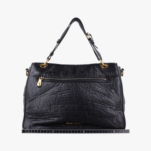 Pre-owned Miu Miu Madras Black Leather  shoulderbag | stylenewstar