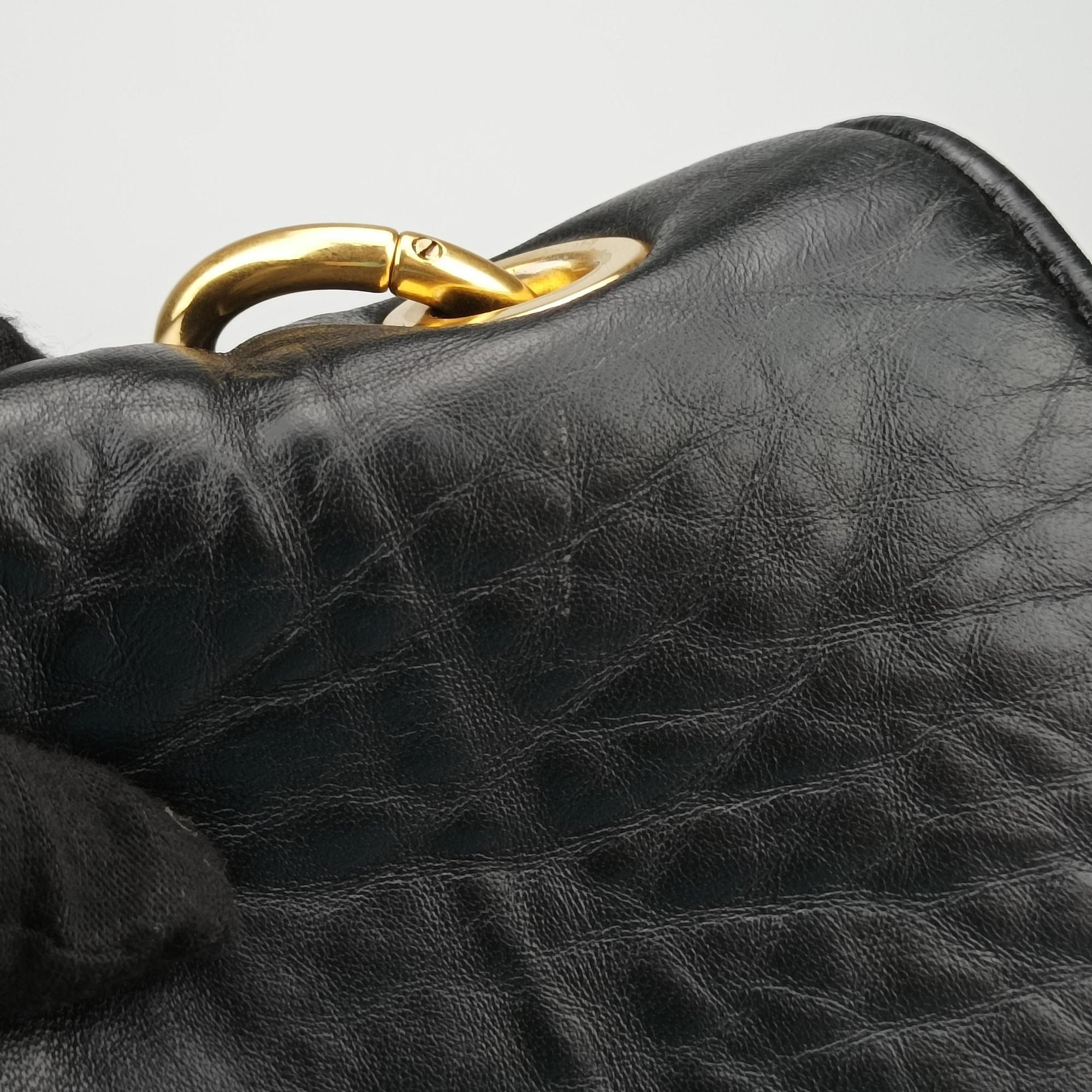 Pre-owned Miu Miu Madras Black Leather  shoulderbag | stylenewstar