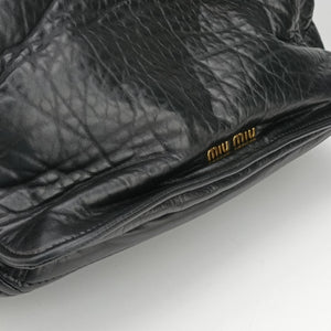 Pre-owned Miu Miu Madras Black Leather  shoulderbag | stylenewstar