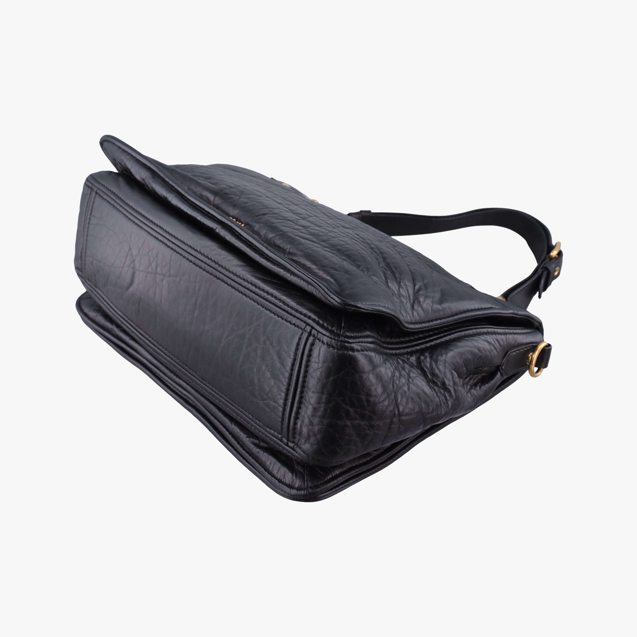 Pre-owned Miu Miu Madras Black Leather  shoulderbag | stylenewstar