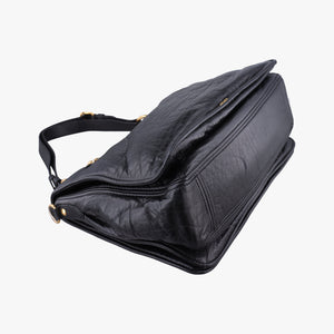 Pre-owned Miu Miu Madras Black Leather  shoulderbag | stylenewstar
